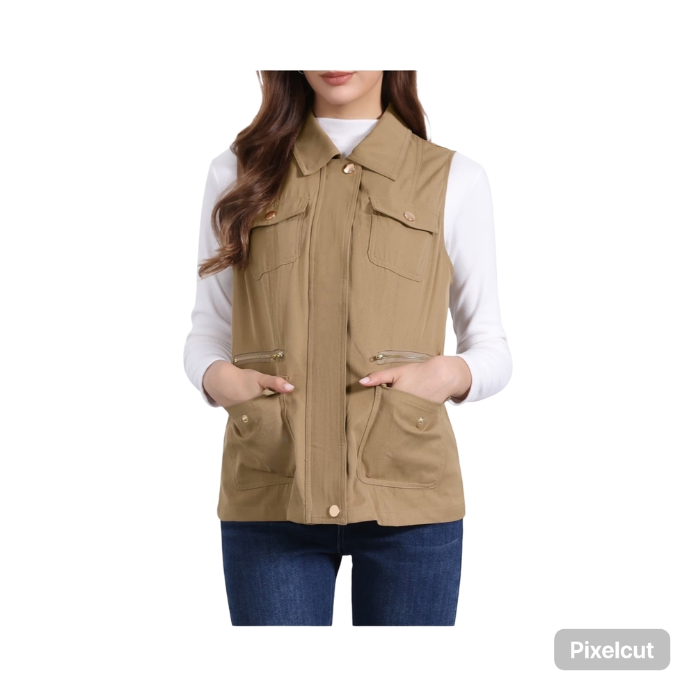 NWOT Size Lg Allegra K Women's Khaki Utility Vest